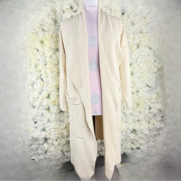 Twelve Love Cream Long Cardigan Duster w/ Pockets Size Large - Picture 2 of 11